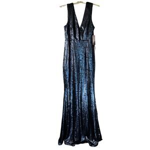 Lulus Navy Blue Sequin Mermaid Formal Gown Dress Small NWT